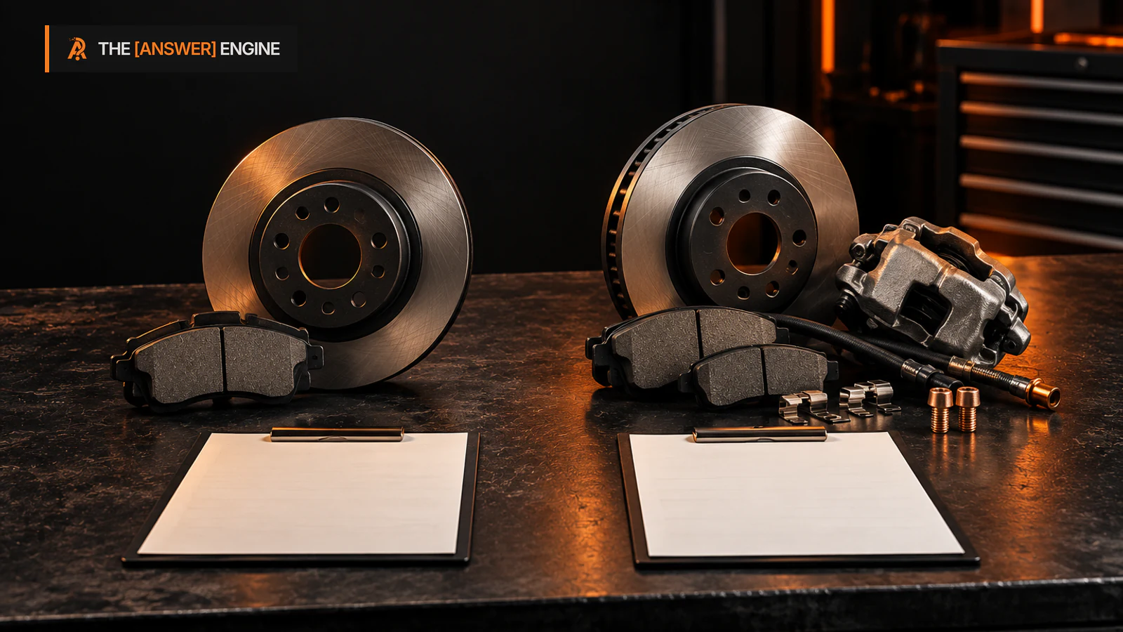 Two different brake assemblies and blank estimates illustrate comparing repair scope.
