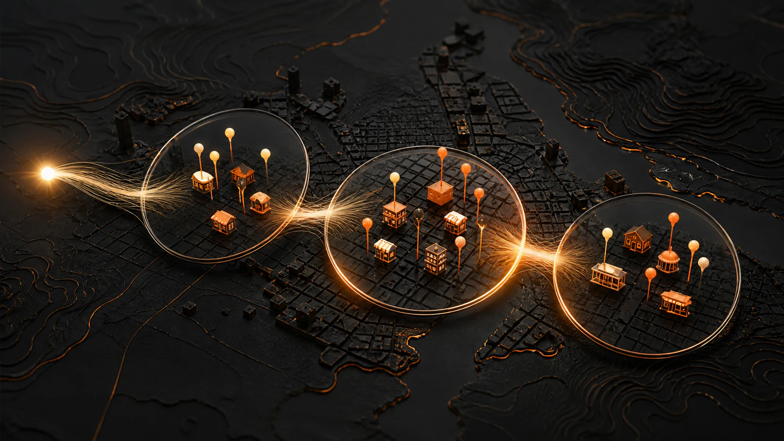 Geographic evidence traces converging on a local business location record